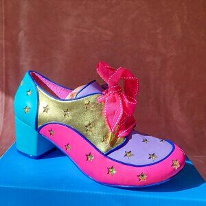 NWT! Irregular Choice "SUPERNOVA" Colorblock Oxfords Glitter Stars Size 41 US 10